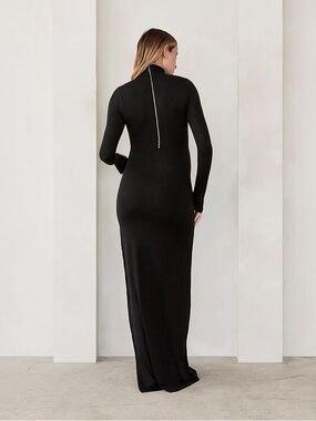 BUMPSUIT Maternity Maxi Dress Long Sleeve Turtleneck Bodycon Pregnancy Dress